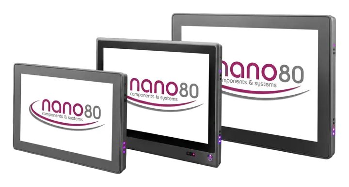 Einbau-Panel-PCs von nano80 in verschiedenen Displaygrößen